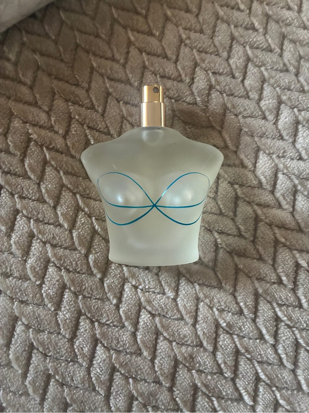 Nicki Minaj Frosted Torso Bottle with Teal Accent and Gold Sprayer